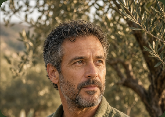 Portrait in an olive grove, in the spirit of David Cummings’s story