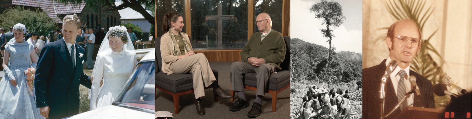 Moments from David Cummings’s life: wedding day, an interview, missionary travel, and speaking
